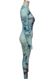 Sexy Print O Neck Skinny Jumpsuits