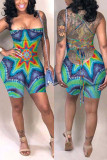Sexy Tie-dye Printed Sling Backless Romper