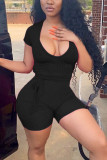 Sexy Fashion Tight Short Sleeve Romper（With Belt）