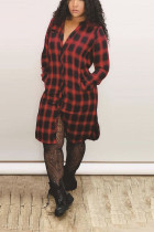 Casual Sleeve Long Sleeves Turndown Collar Asymmetrical Knee-Length Polka Dot Dresses