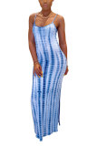 Fashion Sexy adult Green Khaki purple Dark Blue Blue and gray Off The Shoulder Sleeveless Slip Pencil Dress Ankle-Length Print Patchwork split Tie and dye Dresses