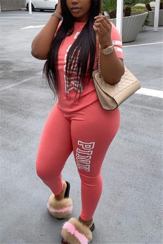 Fashion Casual Letter Printed Two-piece Set