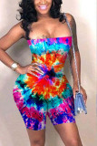 Sexy Tie-dye Printed Sling Backless Romper