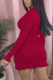 Fashion Casual adult Ma'am Solid Two Piece Suits A-line skirt Long Sleeve Two Pieces