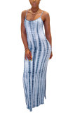 Fashion Sexy adult Green Khaki purple Dark Blue Blue and gray Off The Shoulder Sleeveless Slip Pencil Dress Ankle-Length Print Patchwork split Tie and dye Dresses