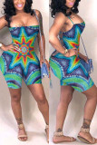 Sexy Tie-dye Printed Sling Backless Romper