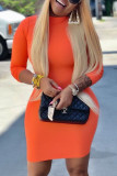 Casual Regular Sleeve Long Sleeve Half A Turtleneck Pencil Skirt Mini Solid Dresses