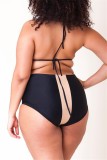 Sexy Plus Size Colorblock Black Swimsuit