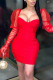 Fashion Sexy Mesh Stitching Long Sleeve Dress