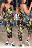 Fashion Sexy Printed Sling Jumpsuit