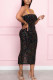 Fashion Sexy adult Ma'am Spaghetti Strap Sleeveless Slip Step Skirt Mid-Calf diamonds Dresses