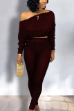 Europe and America Solid pencil Long Sleeve Two Pieces