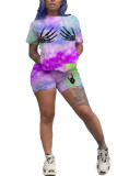 venetian Fashion adult Ma'am Street Print Two Piece Suits pencil Short Sleeve Two Pieces