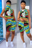 Fashion Sexy adult Striped Patchwork Print Character Tie Dye Two Piece Suits Straight Sleeveless Two Pieces