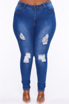 Fashion Casual Solid Plus Size Jeans