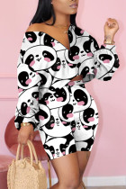 Fashion Casual Printed Long Sleeve Top Shorts Set