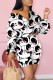 Fashion Casual Printed Long Sleeve Top Shorts Set