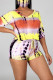Fashion Casual Short Sleeve V Neck Regular sleeve Regular Print Tie Dye Two Pieces