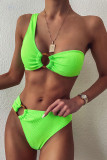 Fashion Ma'am Patchwork Solid Two Piece Suits Swimwears