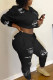 Sexy Print Solid O Neck Long Sleeve Regular Sleeve Short Two Pieces