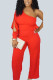 Sexy Adult Solid One Shoulder Regular Jumpsuits