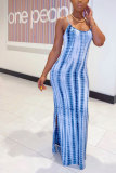 Fashion Sexy adult Green Khaki purple Dark Blue Blue and gray Off The Shoulder Sleeveless Slip Pencil Dress Ankle-Length Print Patchwork split Tie and dye Dresses