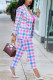 Fashion Casual Long Sleeve Turn-back Collar Regular Sleeve Regular Plaid Print Two Pieces