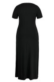 Fashion Casual Plus Size Short Sleeve V Neck Printed Dress Floor Length Print Dresses