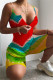 Sexy Fashion Printed Sling Deep V Romper