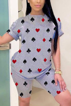venetian Fashion Casual adult Ma'am Print Two Piece Suits pencil Short Sleeve Two Pieces