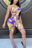 Fashion Casual adult Patchwork Print Tie Dye Two Piece Suits pencil Sleeveless Two Pieces