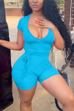 Sexy Fashion Tight Short Sleeve Romper（With Belt）