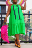 Fashion Casual Plus Size Print Basic O Neck Sleeveless Dress