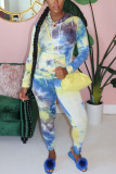 Fashion Casual adult Ma'am Tie Dye Two Piece Suits pencil Long Sleeve Two Pieces