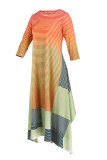Fashion Striped Print Stitching Loose Dress