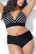 Sexy Striped Print Plus Size Swimsuit