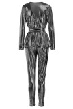 Fashion Slim Long-Sleeve V-Neck Two-Piece Set