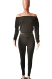 Europe and America Solid pencil Long Sleeve Two Pieces