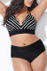 Fashion Sexy V Neck Sleeveless Off The Shoulder Patchwork Plus Size Swimsuit
