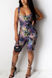 Fashion Casual Print Tie-dyed Sleeveless O Neck Rompers