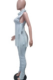 Fashion Sexy Solid Two Piece Suits pencil Sleeveless Two Pieces