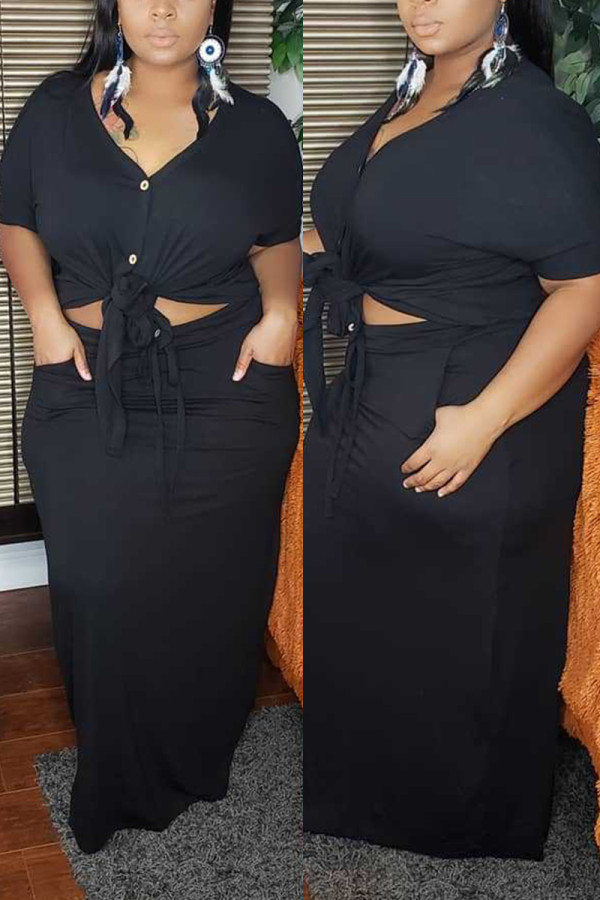 Fashion Sexy Short Sleeve Skirt Two-piece Set