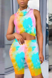 Fashion Sexy Print Two Piece Suits Straight Sleeveless Two Pieces