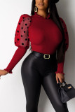O Neck Long Sleeve Patchwork Solid Tops