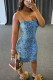 Fashion Casual adult Ma'am Spaghetti Strap Sleeveless Slip Pencil Dress Knee-Length Print Leopard Dresses