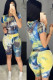Fashion Street Tie Dye Two Piece Suits pencil Short Sleeve Two Pieces