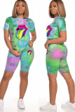 Fashion Active Print Two Piece Suits Straight Short Sleeve Two Pieces