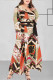 Fashion Casual Plus Size V Neck Long Sleeve Regular Sleeve Print Dress