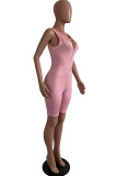 Sexy Fashion zipper Patchwork Solid Sleeveless V Neck Rompers