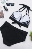 Sexy Striped Print Plus Size Swimsuit